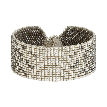 Brazalete Telar Plata Medio Difuminado Gris Aperlado